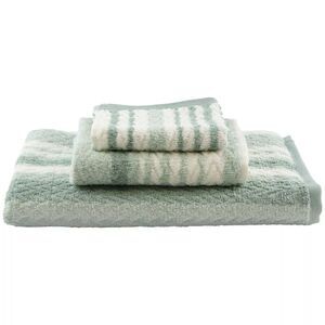 Smart Home Striped Jacquard Green and White Three Piece Bath Towel Set